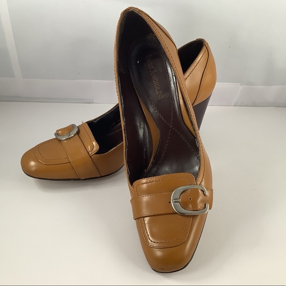 Enzo Angiolini Womens Taurus Brown Patent Leather Square Toe Chunky Heels 7.5 - Picture 11 of 11